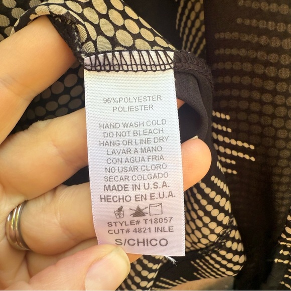 MIND CODE Women’s Black Cream Chevron Sheer Long Sleeve Top Blouse Size Small - Picture 8 of 9